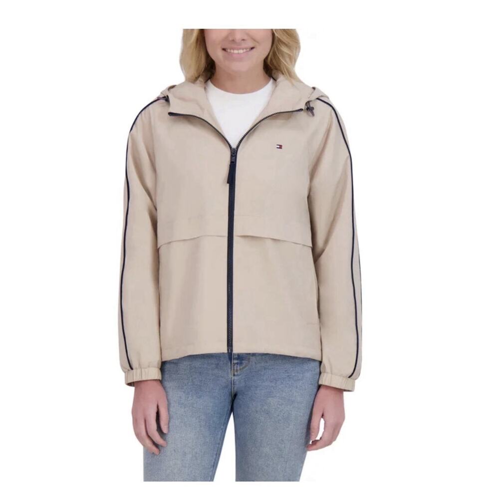 Tommy Hilfiger Women’s Hooded Windbreaker Jacket Brown Sz Medium NWT Lightweight - Picture 5 of 7